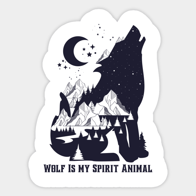 Wolf Is My Spirit Animal Sticker by Creativity Haven